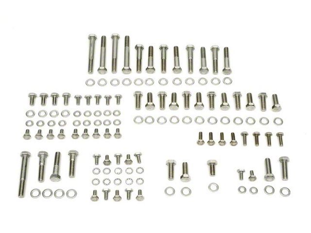 Camaro Engine Bolt Kit, Small Block, Stainless Steel, For Cars With Stock Exhaust Manifolds, 1967-69