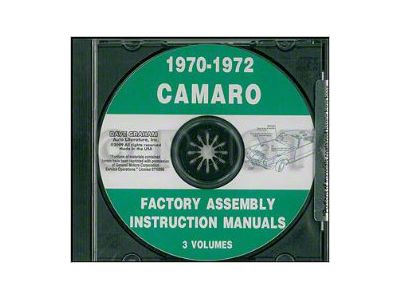 Camaro Factory Assembly Manual, PDF CD-ROM, 1970-1972
