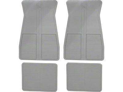4-Piece GM Logo Rubber Floor Mat Set – Maroon, Fits 1973–1987 GM Cars – Original Style