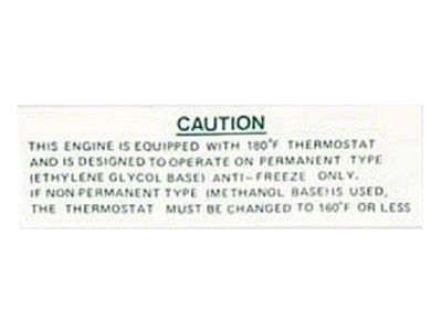1967-69 Fan Shroud Decal, Anti-Freeze Coolant Type