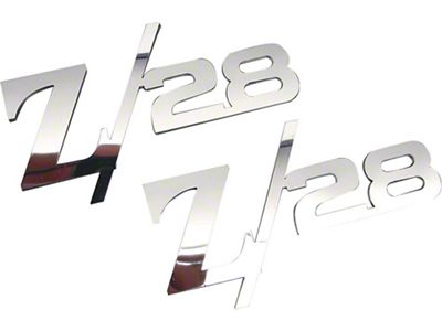 Camaro Fender Emblems, Z28, Stainless Steel, 1967-1969