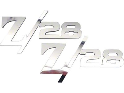 Camaro Fender Emblems, Z28 With Bowtie, Stainless Steel, 1967-1969 (Z28 Coupe)