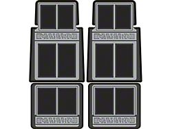 Front and Rear Floor Mats with Block Lettering; Black (67-92 Camaro)