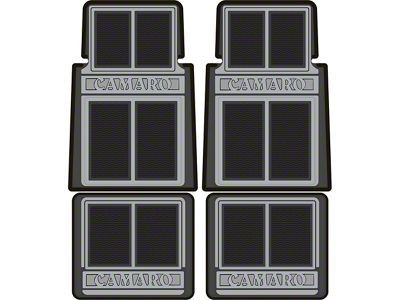 Front and Rear Floor Mats with Block Lettering; Black (67-92 Camaro)