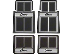 Front and Rear Floor Mats with Script Lettering; Black (67-69 Camaro)