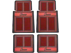 Front and Rear Floor Mats with Script Lettering; Red (67-69 Camaro)
