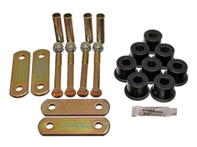 Front Heavy Duty Shackle Set with Shackle Bushings; Black (67-69 Camaro w/ Mono-Leaf Springs)