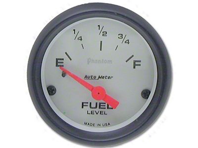Auto Meter Phantom Series 2-1/16-Inch Fuel Level Gauge; 0 ohm Empty to 90 ohm Full