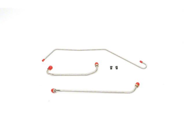 Camaro Fuel Line Set, Fuel Pump To Carburetor, Stainless Steel, 3-Piece, 350/300hp, 3/8, With 1/4 Return Line, 1969