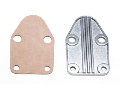 Fuel Pump Block Off Plate; Stippled Chrome (67-81 Small Block V8 Camaro)