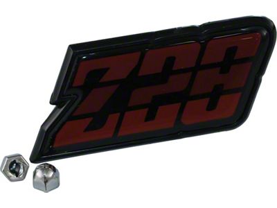 Camaro Gas Door Emblem, Z28, Red, 1980-1981 (Z28 Coupe)