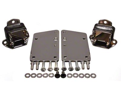 GM LS Series Motor Mount Conversion Kit; Tall and Narrow; Chrome; Black (69-71 Camaro)