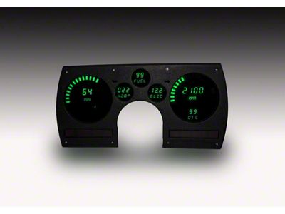 Camaro Green, LED Digital Replacement Gauge Cluster, 1982-1990