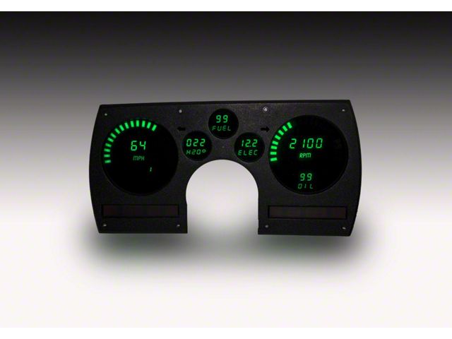 Camaro Green, LED Digital Replacement Gauge Cluster, 1982-1990