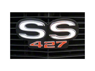 Camaro Grille Emblem, SS427, For Cars With Standard Non-Rally Sport Grille, 1967 Or With Rally Sport RS Grille, 1967-1968
