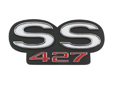 Camaro Grille Emblem, SS427, For Cars With Standard Non-Rally Sport Grille, 1969