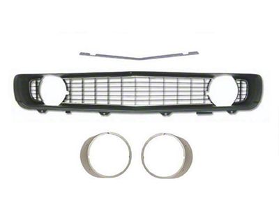 Grille Kt,Blk Grille,Silv H/L Bezels,w/oTrim,Std,Non RS,1969