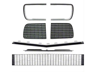 Grille and Headlight Cover Kit; Black and Chrome (67-68 Camaro RS)