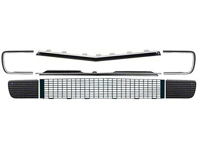 Grille and Headlight Cover Kit; Black (67-68 Camaro RS)