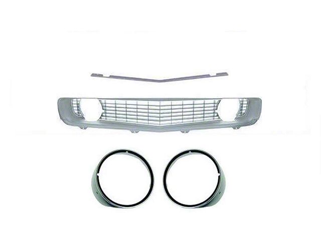 Grille Kit,w/Silv Grille/Silv H/L Bezels,Std Trim,NonRS,1969