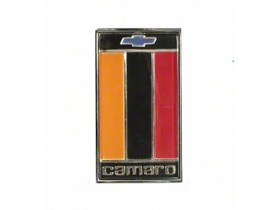 Camaro Header Panel Emblem, Orange/Black/Red, 1975-1977