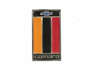 Camaro Header Panel Emblem, Orange/Black/Red, 1975-1977