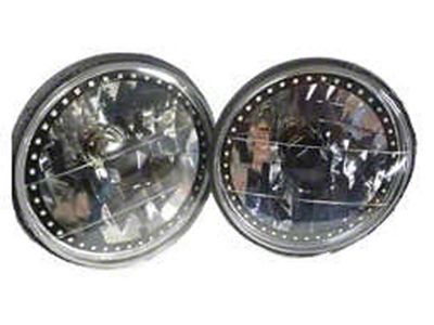 7 Round White Blackout Halo Headlights, Pr, 1967-1981