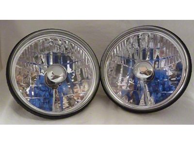 7-Inch Round White Diamond Headlight without Halo; Chrome Housing; Clear Lens (Universal; Some Adaptation May Be Required)