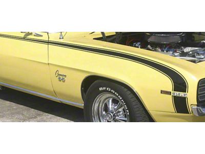 Camaro Hockey Stick Stencil & Black Vinyl Stripe Set, SuperSport SS & D90, 1969