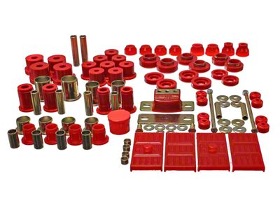 Hyper-Flex System Master Bushing Kit; Red (67-69 Camaro w/ Mono-Leaf Springs)