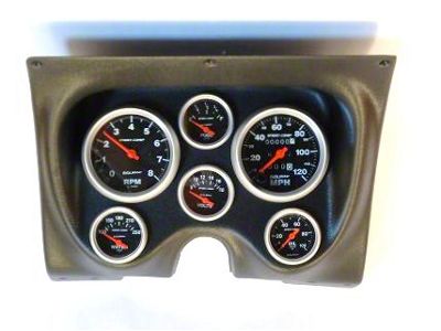 Camaro Instrument Cluster Panel, Brushed Aluminum Finish, With Carbon Fiber Series AutoMeter Gauges, 1969