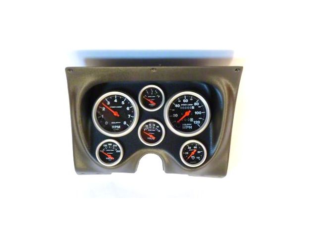 Camaro Instrument Cluster Panel, Brushed Aluminum Finish, With Carbon Fiber Series AutoMeter Gauges, 1969