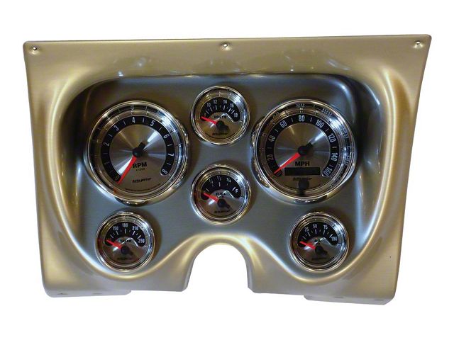 Camaro Instrument Cluster Panel, Brushed Aluminum Finish, With American Muscle Series AutoMeter Gauges, 1967-1968