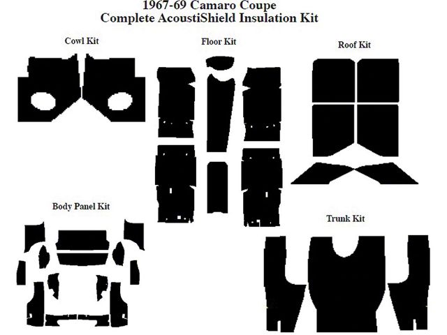 Camaro Insulation, QuietRide, AcoustiShield, Complete Kit, Coupe, 1967-1969