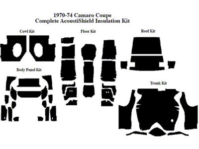 Camaro Insulation, QuietRide, AcoustiShield, Complete Kit, Coupe, 1970-1974