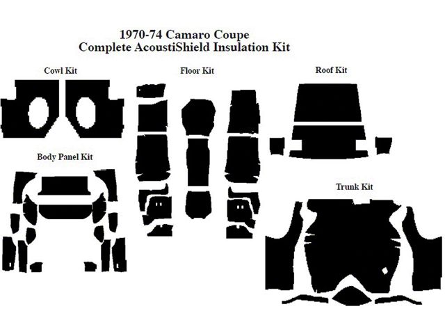 Camaro Insulation, QuietRide, AcoustiShield, Complete Kit, Coupe, 1970-1974