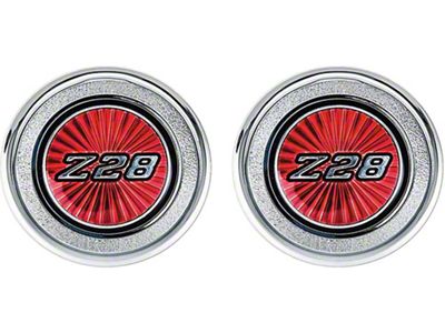 Camaro Interior Door Panel Emblems, Red, Z28, 1977-1979 (Z/28 Coupe)