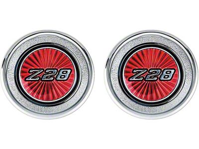 Camaro Interior Door Panel Emblems, Red, Z28, 1977-1979 (Z28 Coupe)