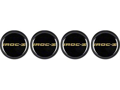 IROC-Z Style Wheel Center Cap Set; Black and Gold (85-87 Camaro)