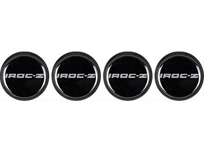 IROC-Z Style Wheel Center Cap Set; Black and White (85-87 Camaro)