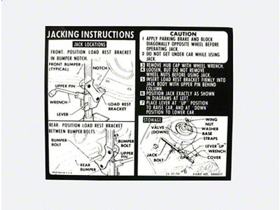 Camaro Jack Instruction Decal, With Full Size Spare, 1971-1972