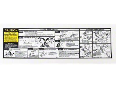 Camaro Jacking Instructions Decal, 1985-1986