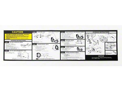 Camaro Jacking Instructions Decal, 1988-1991Early