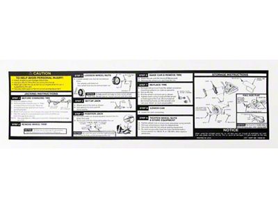 Camaro Jacking Instructions Decal, 1991Late-1992