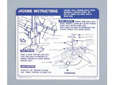 Jacking Instructions Decal,Trunk,Convertible,67-68