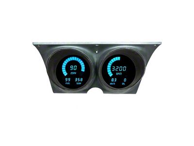 LED Digital Gauge Panel with GPS Sending Unit; Teal (67-68 Camaro)