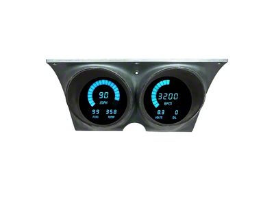 LED Digital Gauge Panel; Teal (67-68 Camaro)