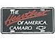 Camaro License Plate, The Heartbeat Of America