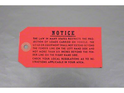 Camaro Luggage Rack Instruction Tag, 1967-1969