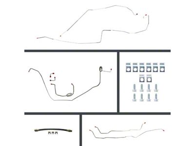The Right Stuff Detailing Pre-Bent Manual Front Disc Conversion Rear Drum Brake Line Kit; OE Steel (1968 Camaro)